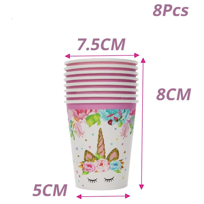 Unicorn Party Supplies - 8pcs Paper Cups