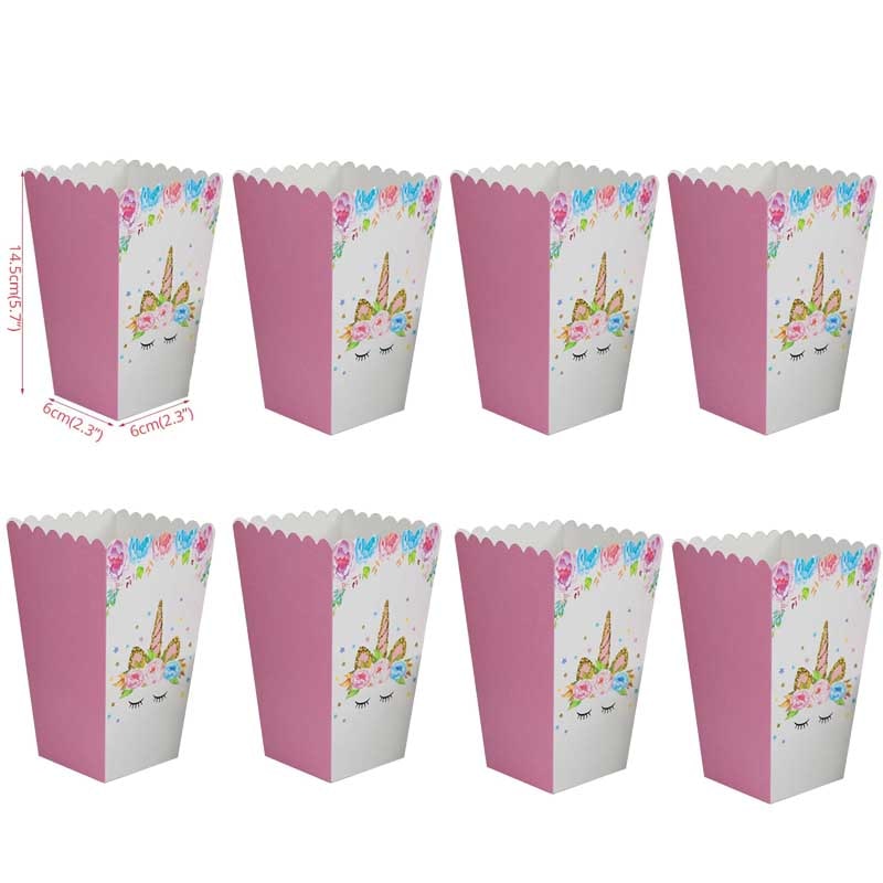 Unicorn Party Supplies - 8pcs Popcorn Boxes