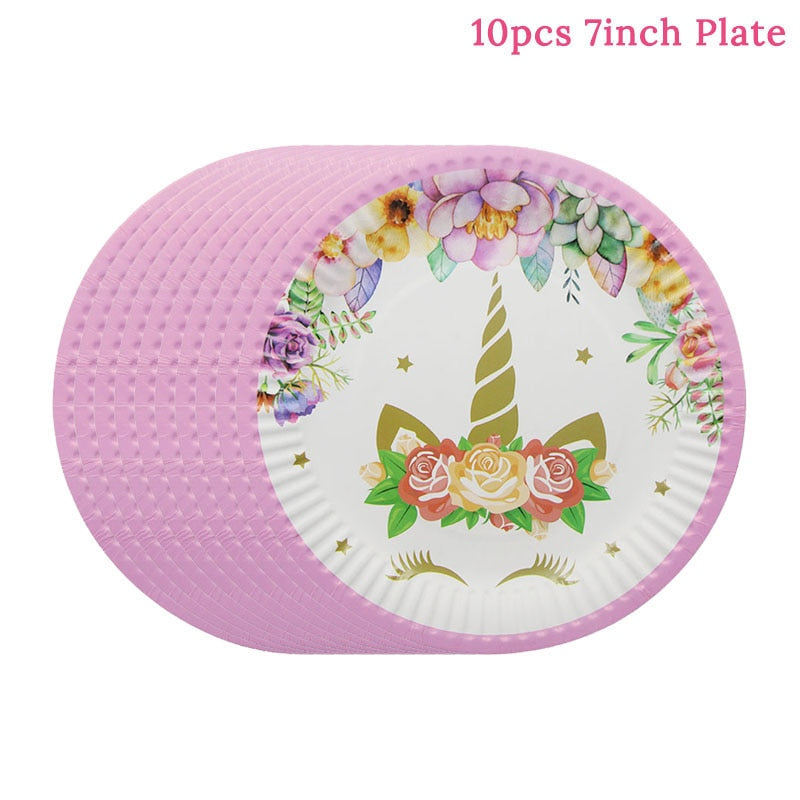 Unicorn Party Supplies - 10pcs x 7inch Paper Plates