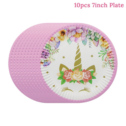 Unicorn Party Supplies - 10pcs x 7inch Paper Plates