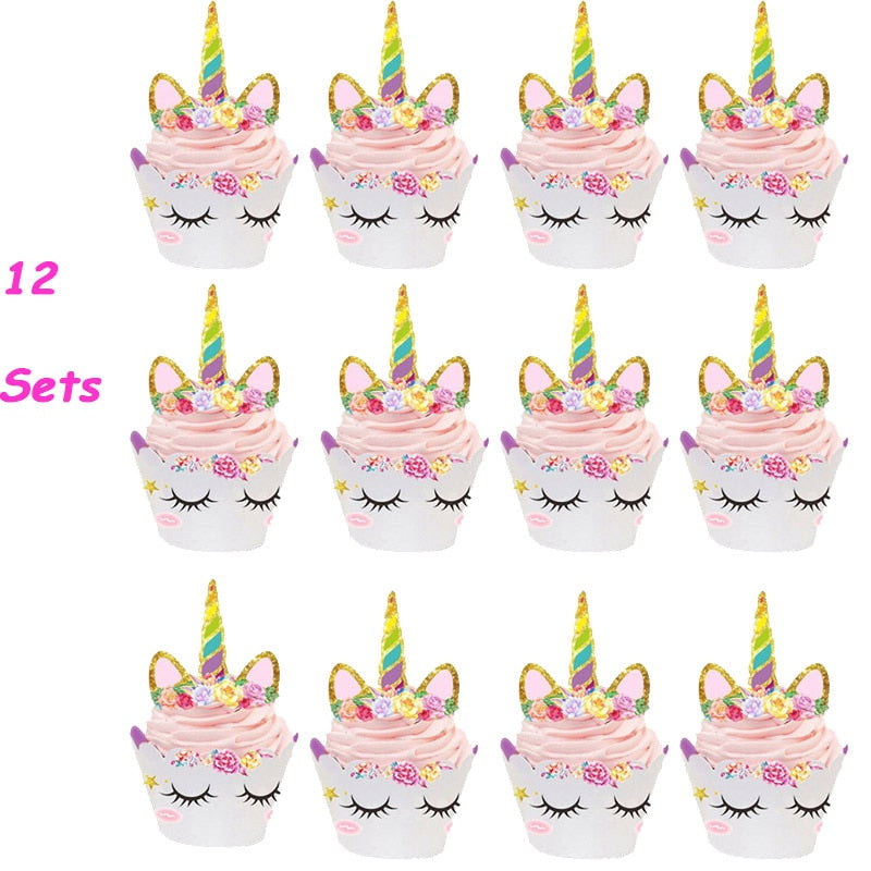 Unicorn Cake Cupcake Wrappers (12 cupcakes)