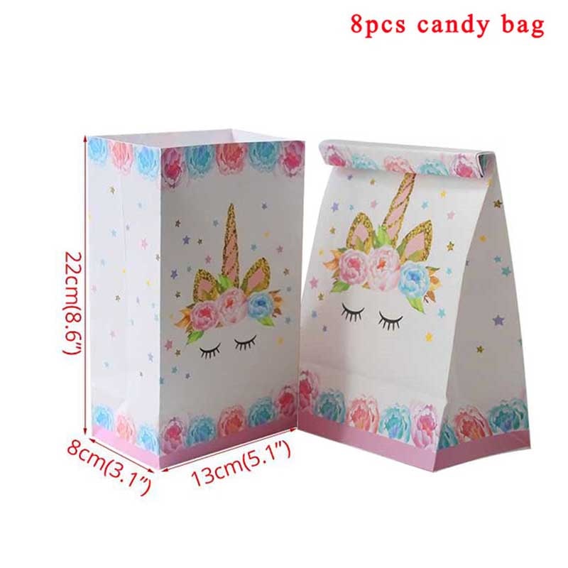 Unicorn Party Supplies - 8pcs Paper Bags