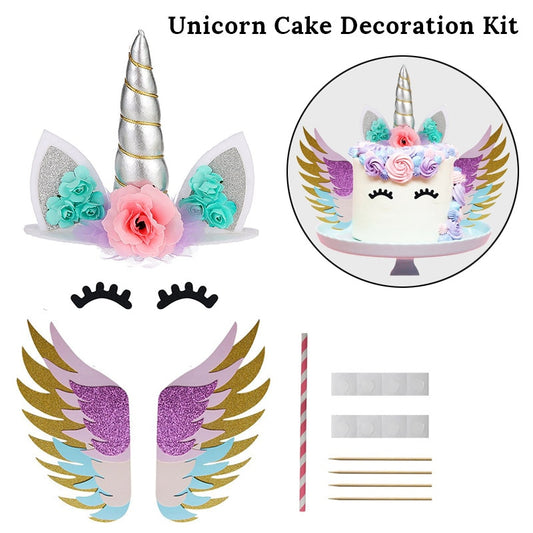 Unicorn Cake Topper Silver with Wings