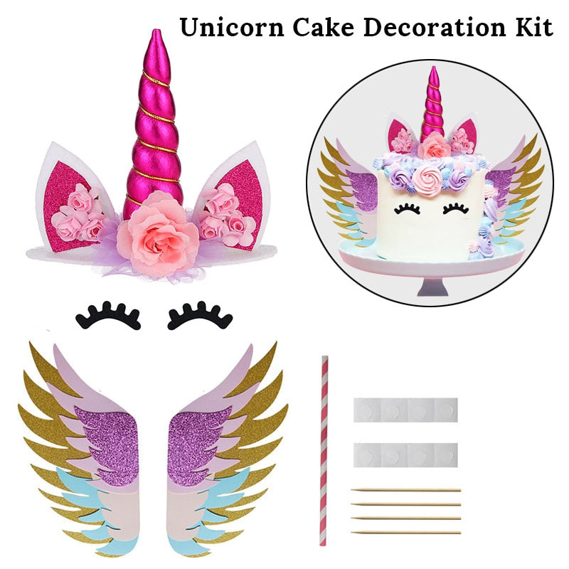 Unicorn Cake Topper Dark Pink with Wings