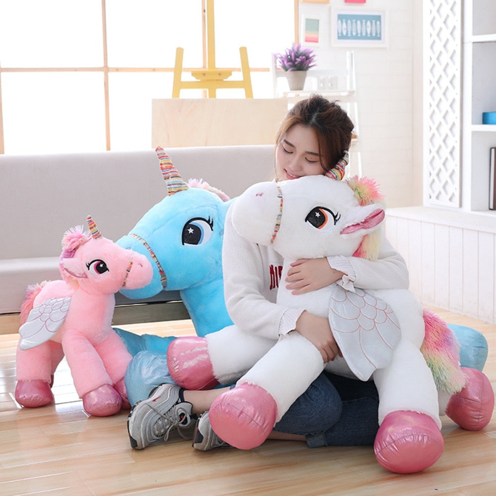 Soft Unicorn Toy in Pink, Blue or White