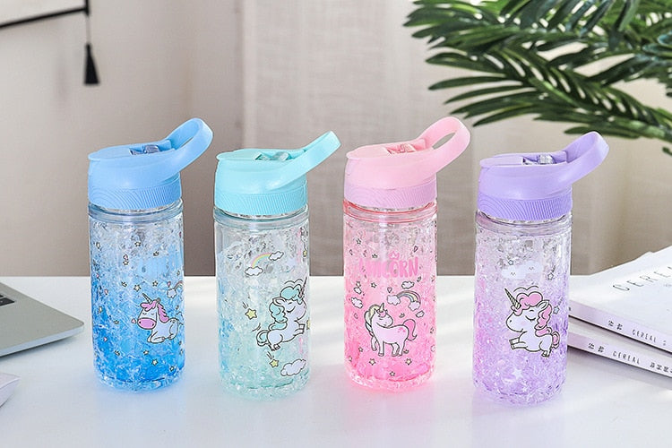 Stylish Double Straw Unicorn Summer Drink Bottle 400ml