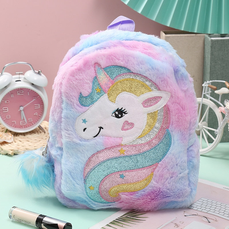 Pastel Plush Unicorn Backpacks