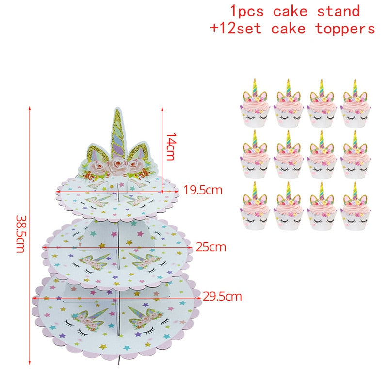 Unicorn Party Supplies Disposable Tableware Set for Childrens Party - 13pcs cake topper