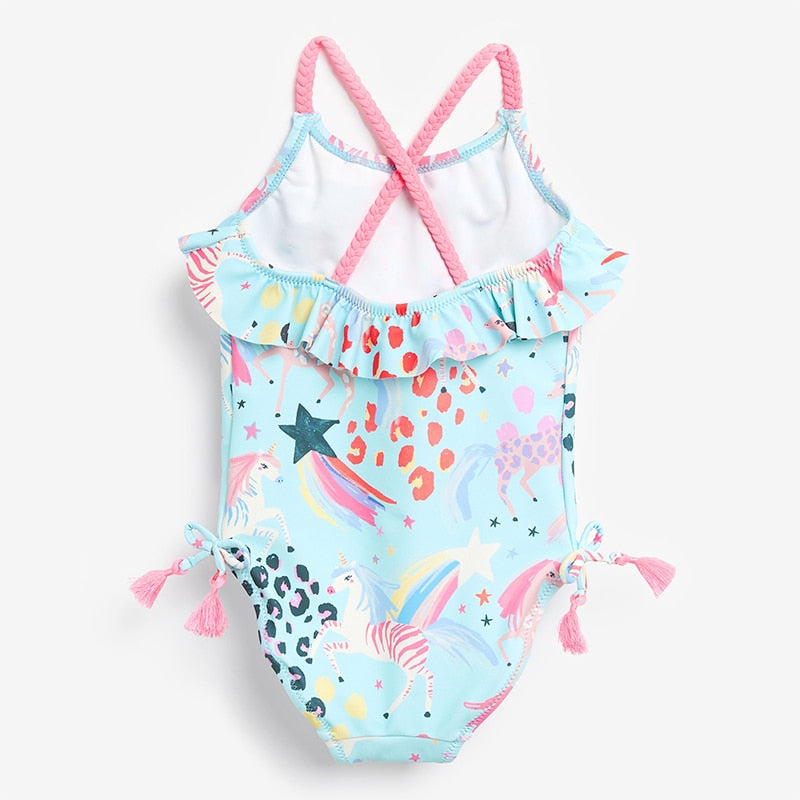 1-5 Years Unicorn One Piece Swimsuit Girls Light Blue