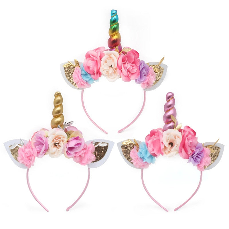 Gold/Silver Unicorn Flower Headband