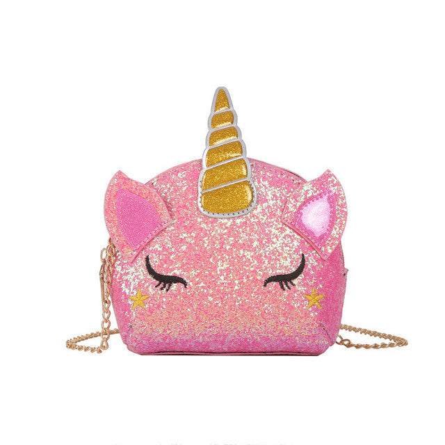 Glitter Bug Unicorn Flap Crossbody Bag Pink