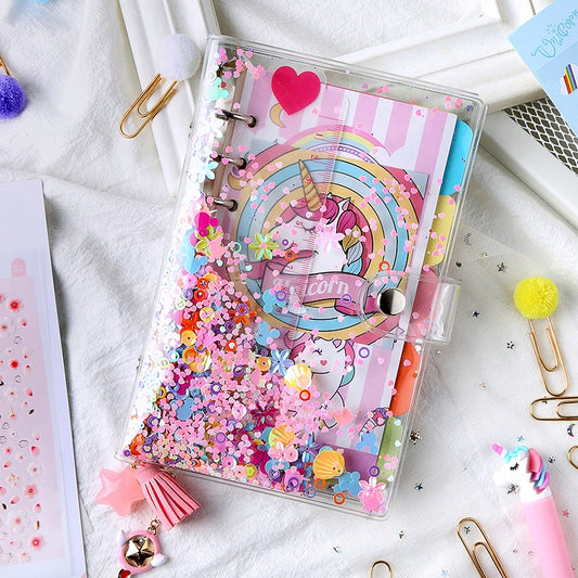 Pink Sequin Transparent Unicorn Notebook in A5 A6