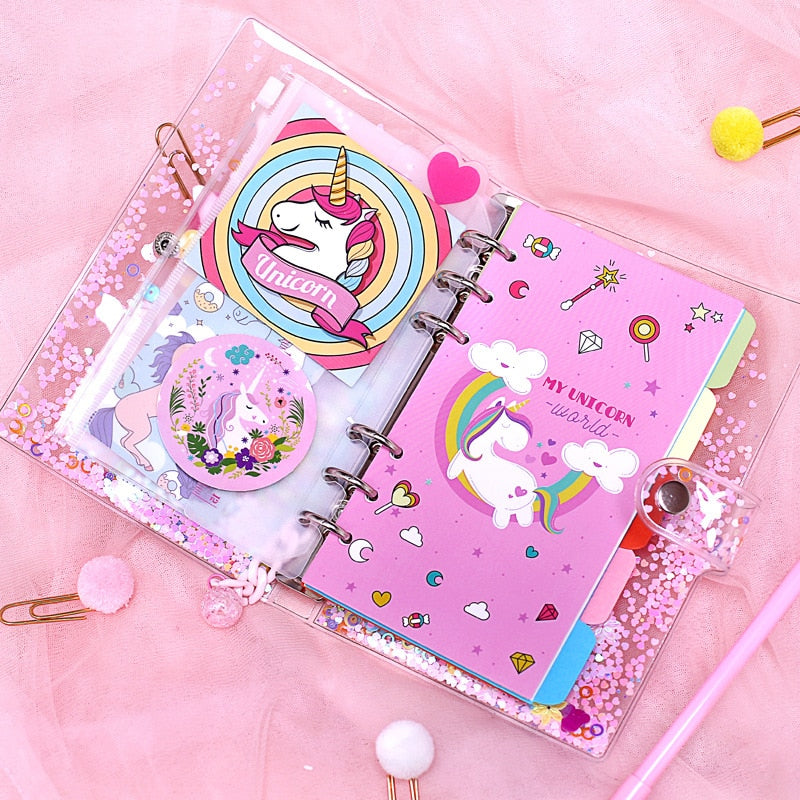 Pink Sequin Transparent Unicorn Notebook in A5 A6