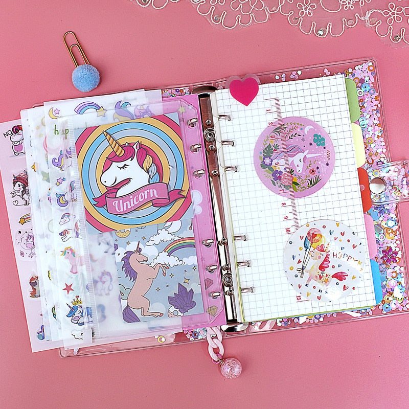 Pink Sequin Transparent Unicorn Notebook in A5 A6