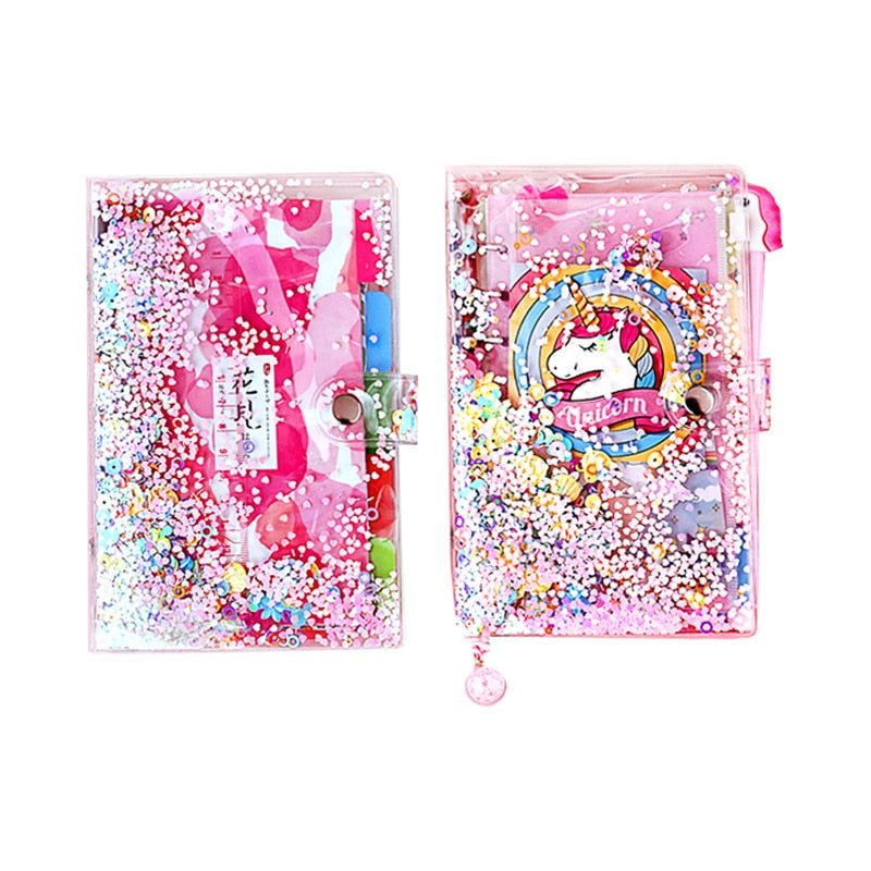 Pink Sequin Transparent Unicorn Notebook in A5 A6