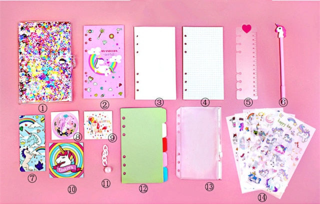 Pink Sequin Transparent Unicorn Notebook in A5 A6