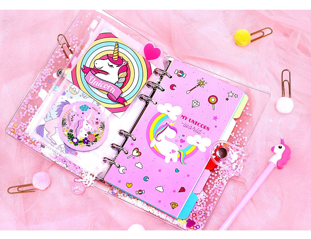 Pink Sequin Transparent Unicorn Notebook in A5 A6