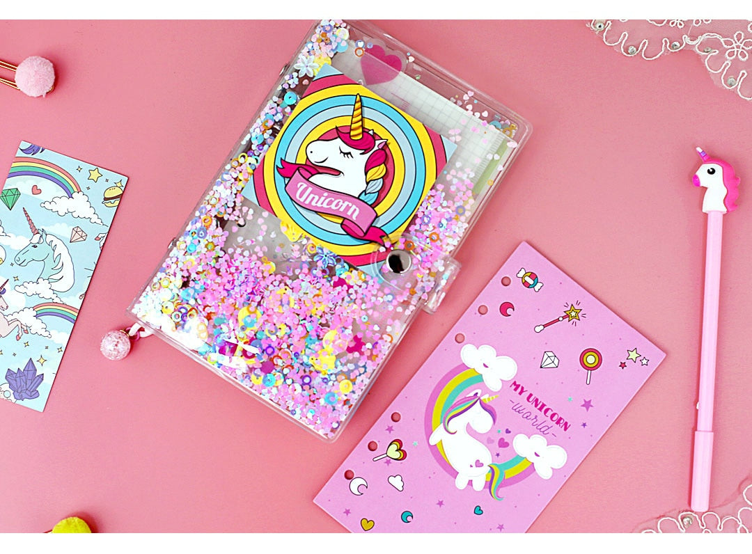 Pink Sequin Transparent Unicorn Notebook in A5 A6