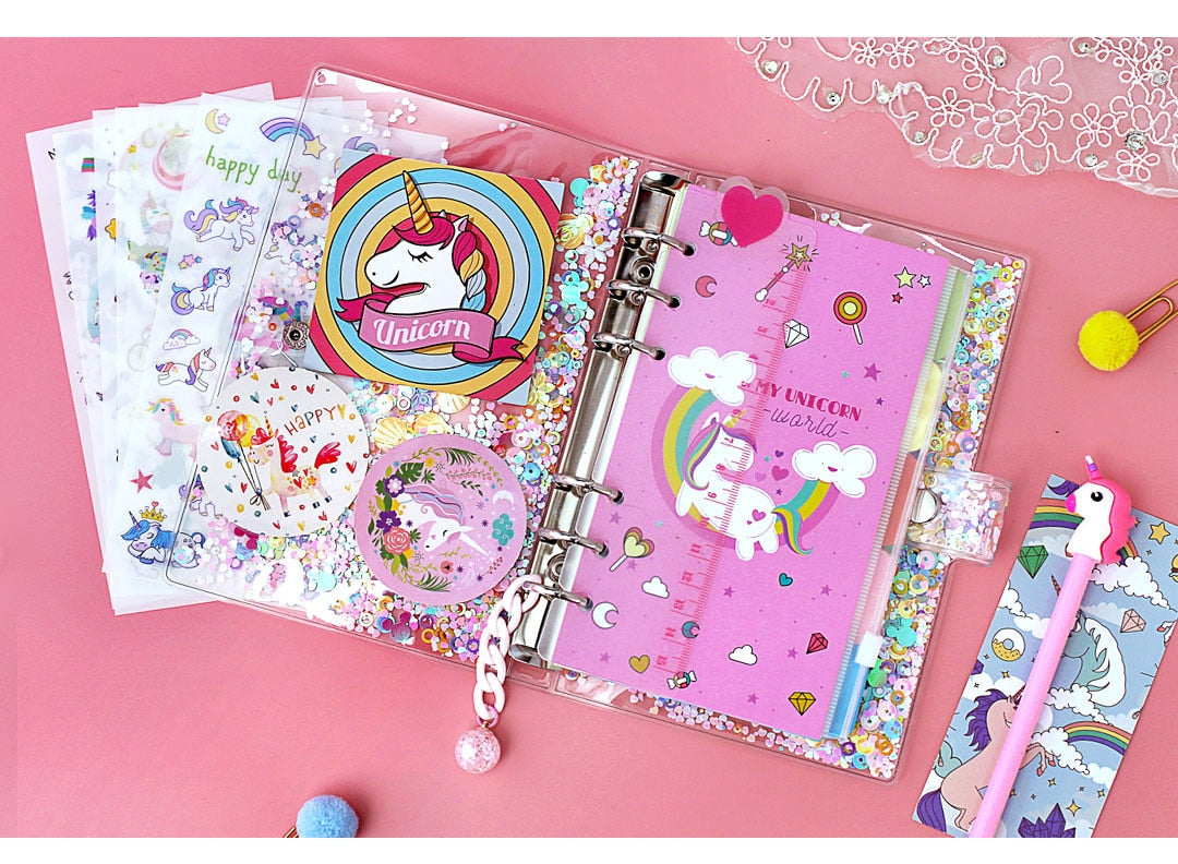 Pink Sequin Transparent Unicorn Notebook in A5 A6