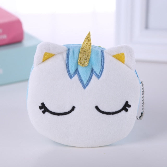 Soft Plush Cartoon Unicorn Coin Purse