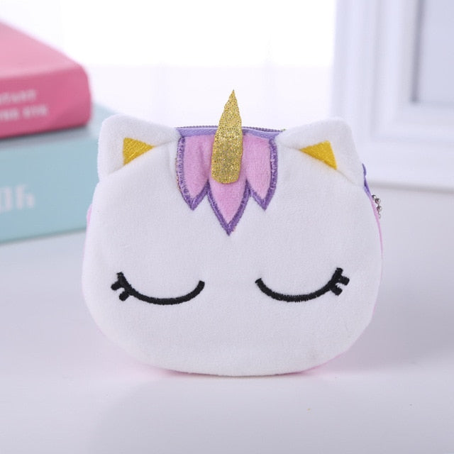 Soft Plush Cartoon Unicorn Coin Purse