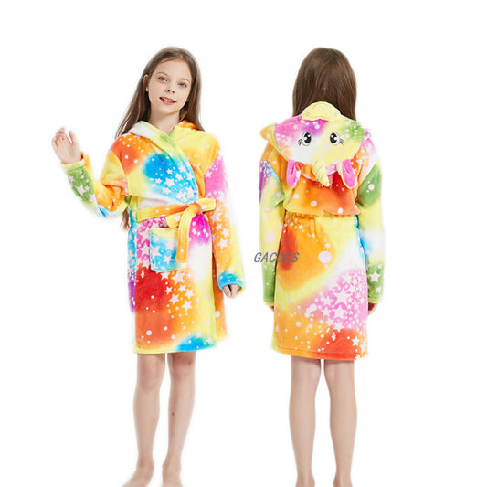 Winter Unicorn Hooded Colorful Star Robe