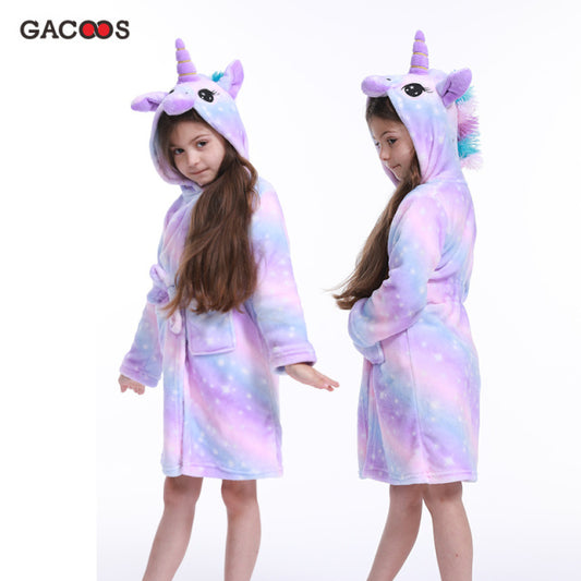 Winter Unicorn Hooded New Pink Robe