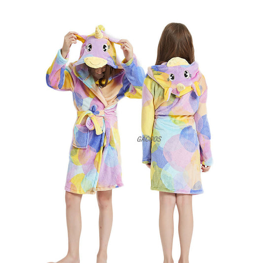 Winter Unicorn Hooded Paopao Robe