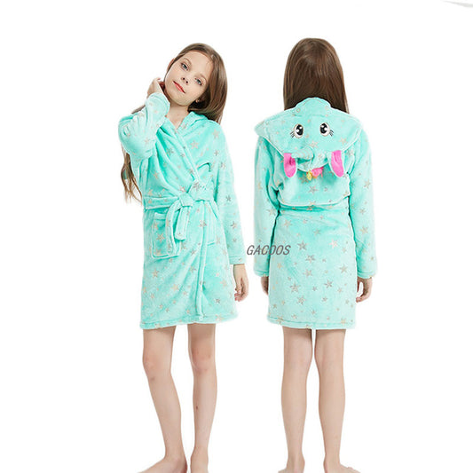 Winter Unicorn Hooded Green Star Robe