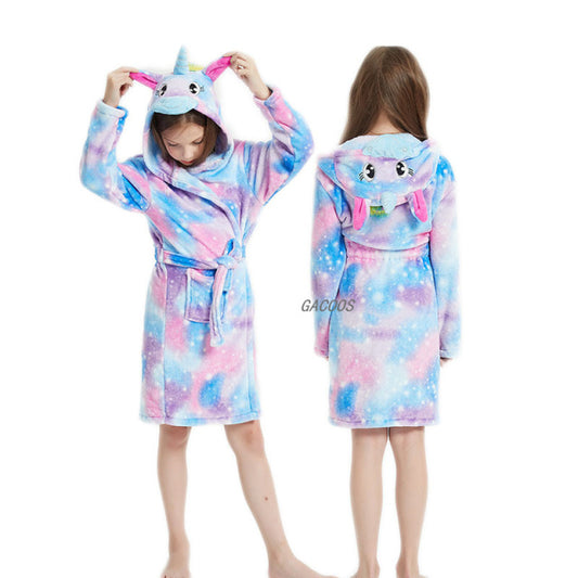 Winter Unicorn Hooded Blue Robe