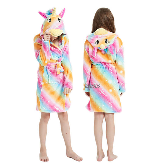 Winter Unicorn Hooded Colorful Gold Robe