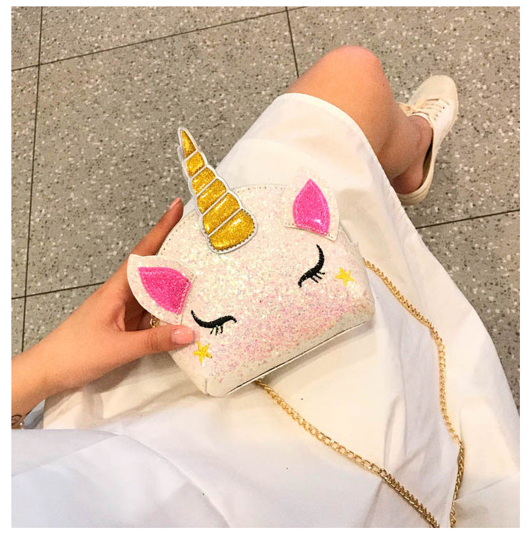 Glitter Bug Unicorn Flap Crossbody Bag White