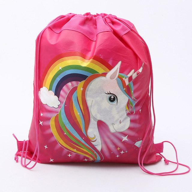 1pc  Unicorn Theme Drawstring Bag Red Rainbow