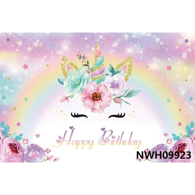 Unicorn Vinyl Party Backdrops Various Designs and Sizes