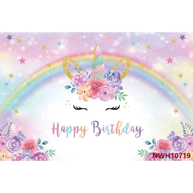 Unicorn Vinyl Party Backdrops Various Designs and Sizes