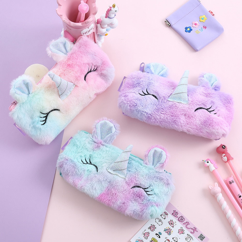 Soft Rainbow Unicorn Pencil Case