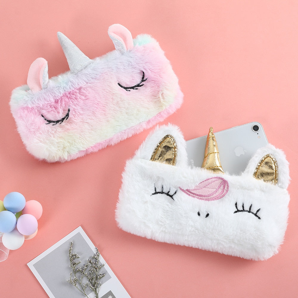 Soft Rainbow Unicorn Pencil Case