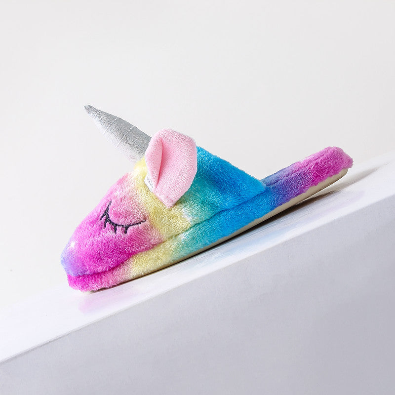 Winter Rainbow Unicorn Slippers Rainbow