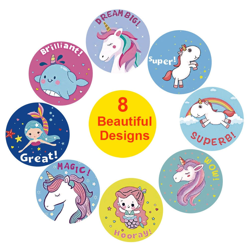 100-500pcs Unicorn Sticker for Kids