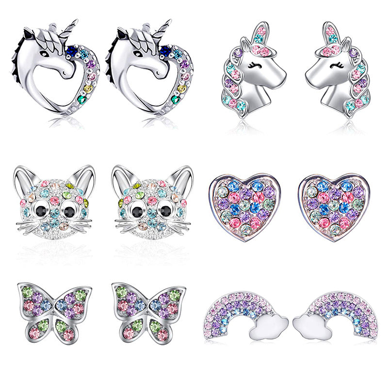 New Cute Unicorn Stud Earrings