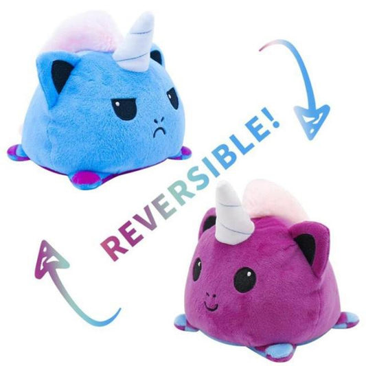 Reversible Cat Unicorn Plush Stuffed Toy Blue to Purple