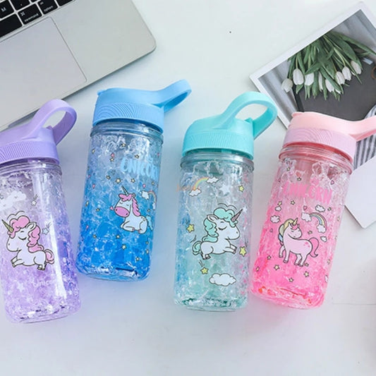 Stylish Double Straw Unicorn Summer Drink Bottle 400ml