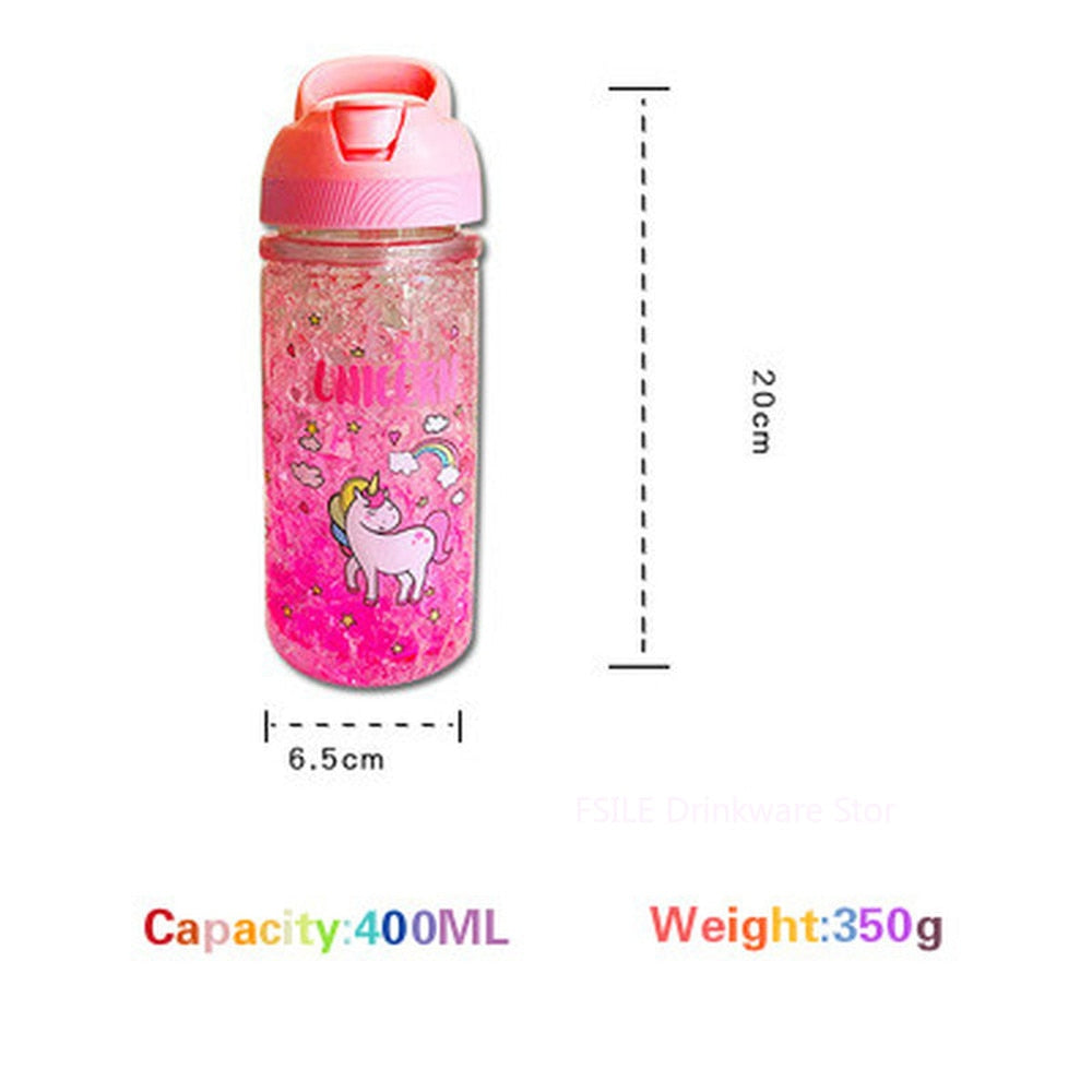 Stylish Double Straw Unicorn Summer Drink Bottle 400ml