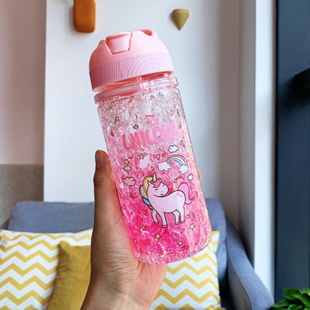 Stylish Double Straw Unicorn Summer Drink Bottle 400ml