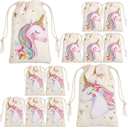 5 Pcs Magic Rainbow Unicorn Candy Drawstring Gift Bags