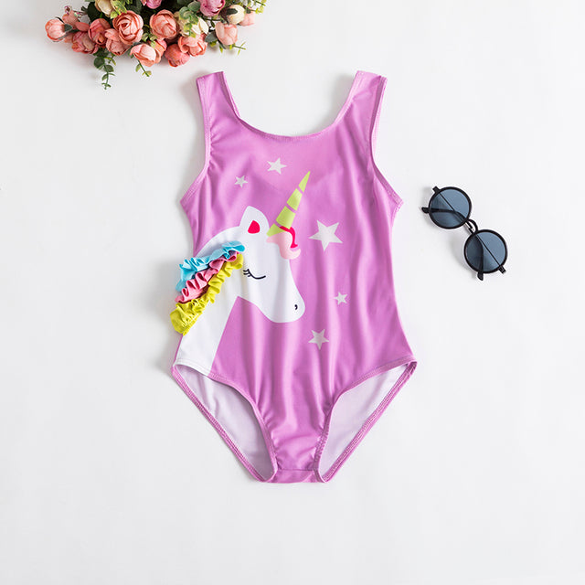 1-5 Years Unicorn One Piece Swimsuit Girls Pink