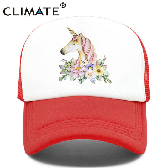 Unicorn Baseball Cap for Kids and Adults Red